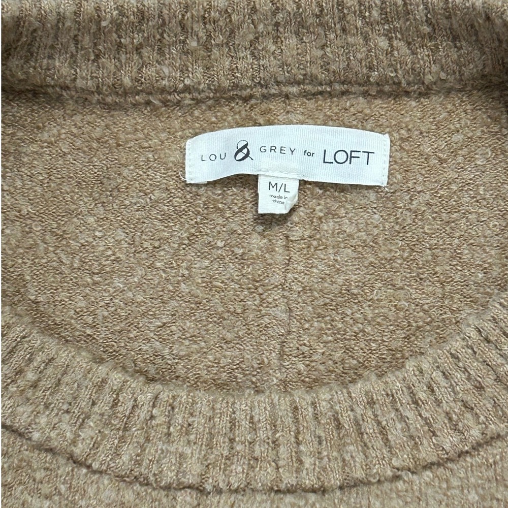 Lou & Grey LOFT Cozy Tan Marled Knit Oversized Dolman Sweater M/L 508170 - Picture 5 of 6